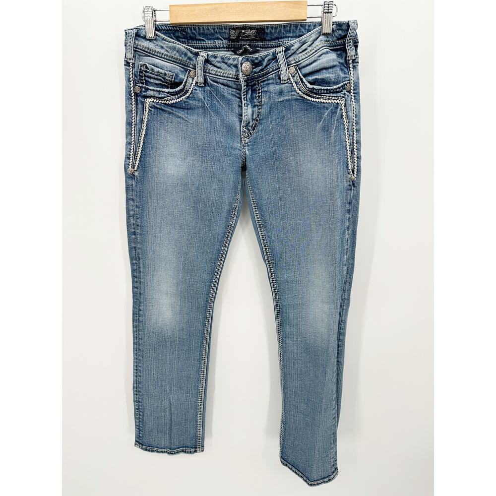 Silver Jeans Aiko Low Straight‎ Leg Light Wash Blue Denim Jeans Womens 30x30
